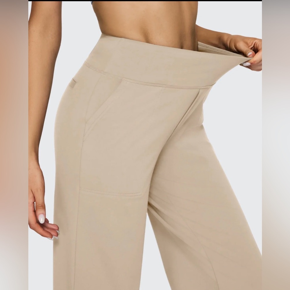 NWT G4Free Sz L EverGoing Loose High-Waist Business Casual Pants Light Khaki Tan - Picture 5 of 14
